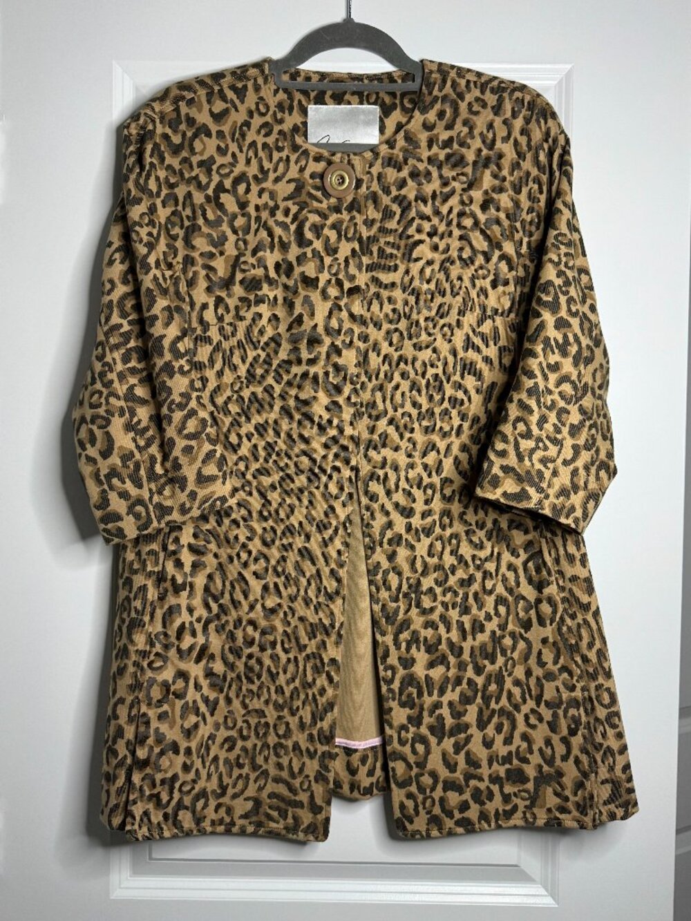 Carol Anderson by Invitation Leopard Coat Women's Size Small 3/4 Sleeve